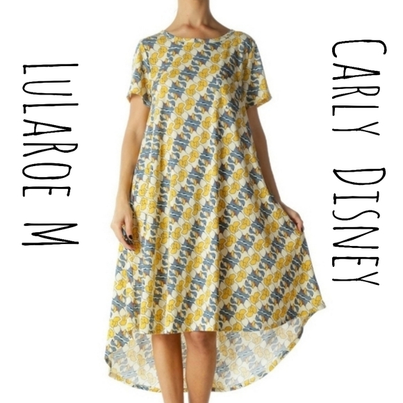 LuLaRoe Dresses & Skirts - 💕 LuLaRoe Disney Donald Duck Carly Dress Blue Yellow White High Low Sz M